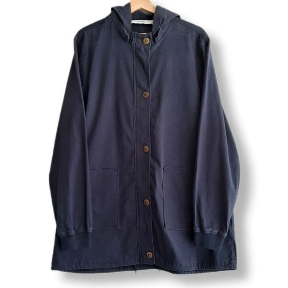 JustFab Navy Hooded Utility Jacket